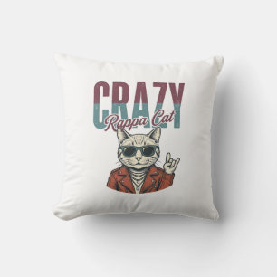 Crazy Rappa Cat Vintage Engraving T-Shirt Design_1 Cushion