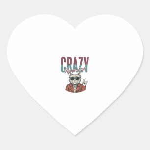 Crazy Rappa Cat Vintage Engraving T-Shirt Design_1 Heart Sticker