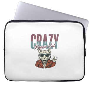 Crazy Rappa Cat Vintage Engraving T-Shirt Design_1 Laptop Sleeve