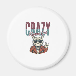 Crazy Rappa Cat Vintage Engraving T-Shirt Design_1 Magnet