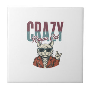 Crazy Rappa Cat Vintage Engraving T-Shirt Design_1 Tile