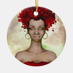 Crazy Red Hair Morning Ceramic Tree Decoration