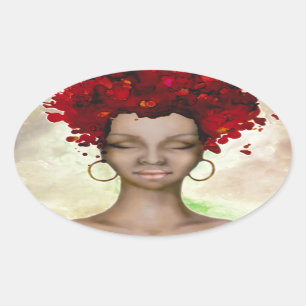 Crazy Red Hair Morning Oval Sticker