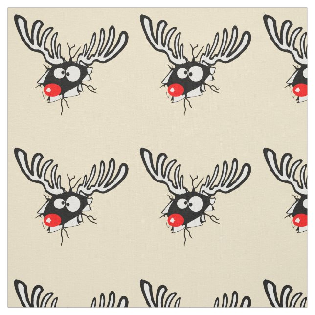 Crazy Red Nosed Reindeer Fabric (Swatch)