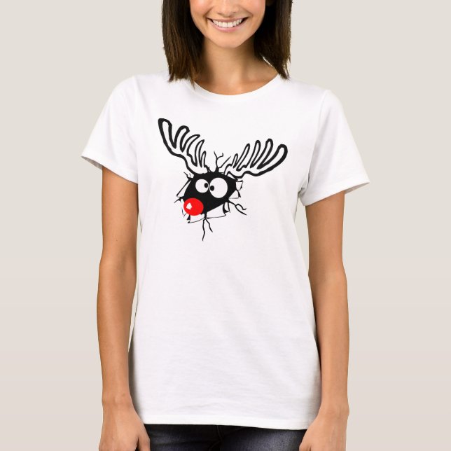 Crazy Red Nosed Reindeer T-Shirt (Front)