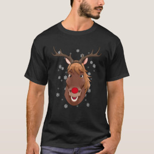 Crazy Reindeer Horse Horse Lovers Christmas Design T-Shirt