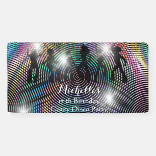 Crazy retro psychedelic disco birthday banner