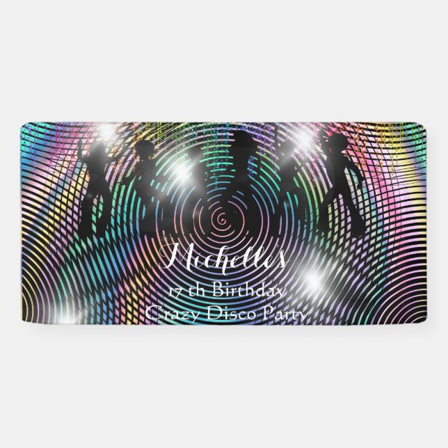 Crazy retro psychedelic disco birthday banner (Horizontal)
