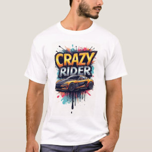 Crazy Rider: Vibrant Graffiti Art T-Shirt