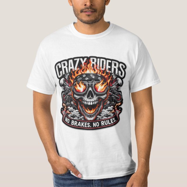 Crazy Riders – Bold Biker Spirit Graphic Tee | Rid (Front)