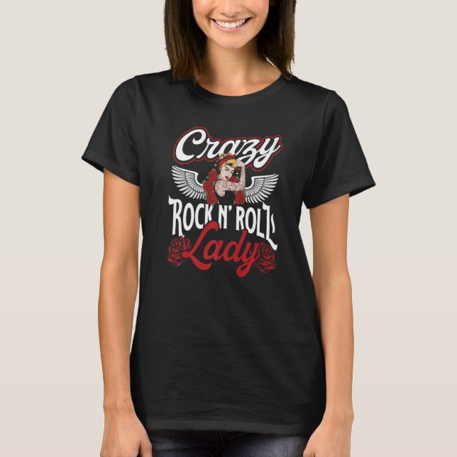 Crazy Rock N´Roll Lady  Rockabella Premium T-Shirt (Front)