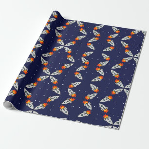 Crazy rockets wrapping paper