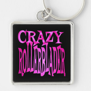 Crazy Rollerblader in Pink Key Ring
