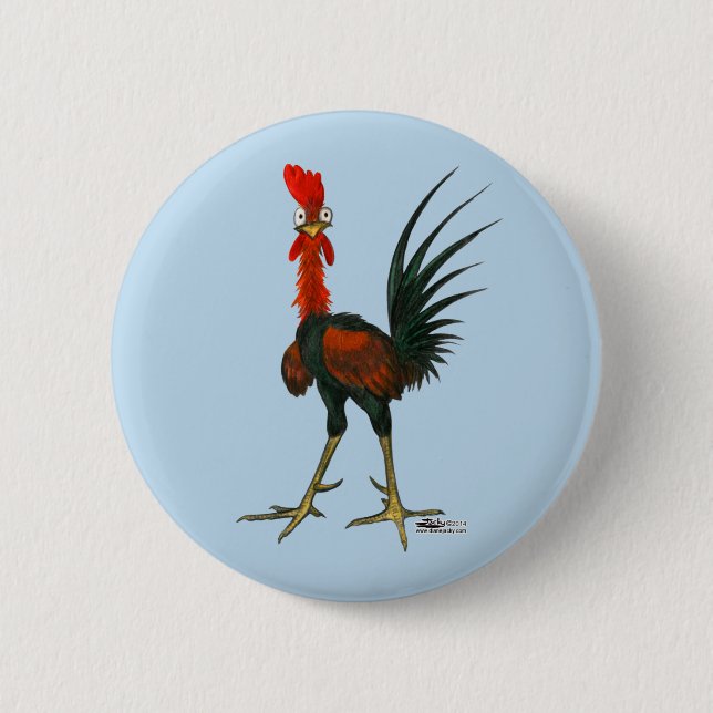 Crazy Rooster 6 Cm Round Badge (Front)