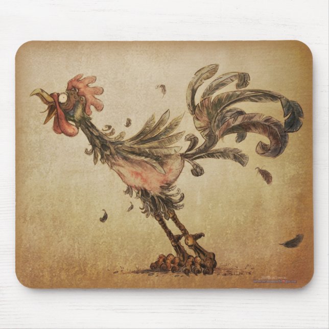 Crazy Rooster Mouse Mat (Front)