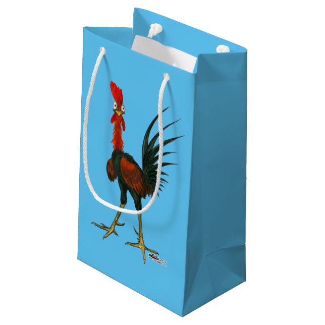 Crazy Rooster Small Gift Bag (Back Angled)