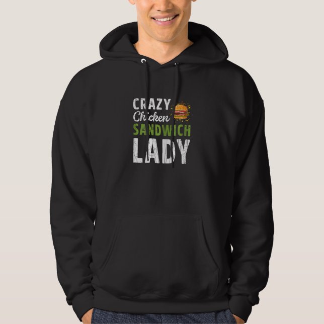 Crazy Sandwich Lady Bologna Meat Food Graphic Hoodie (Front)