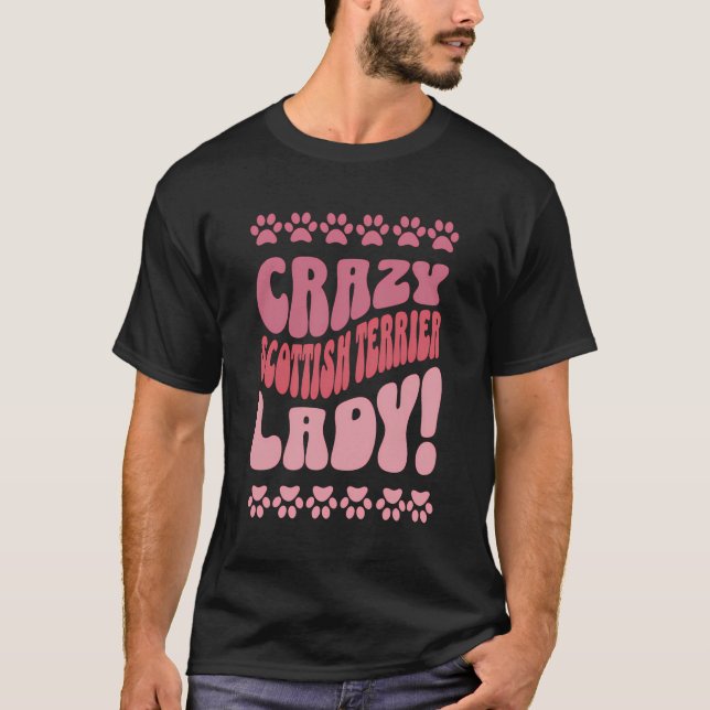 Crazy Scottish Terrier Lady Backprint T-Shirt (Front)