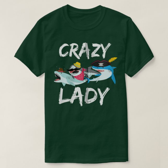 Crazy Shark Lady Zip  T-Shirt (Design Front)