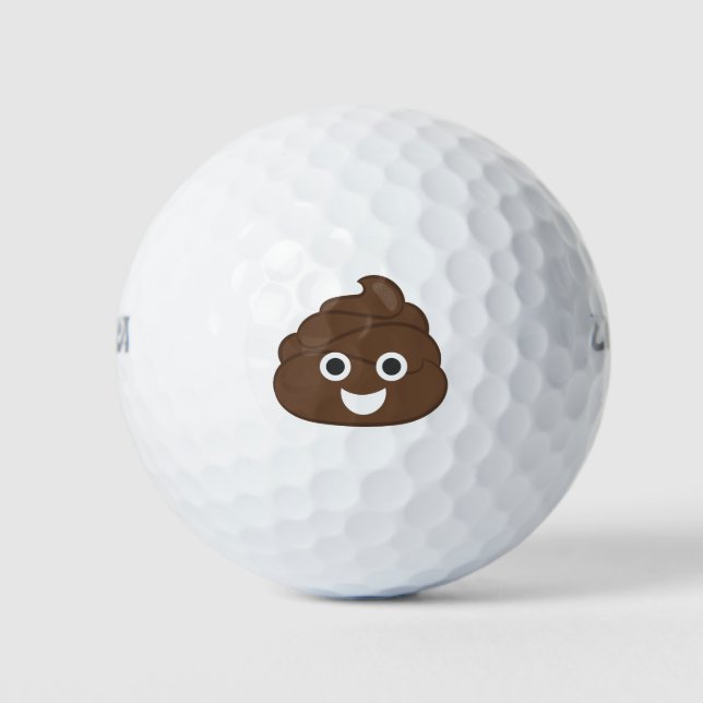 Crazy Silly Brown Poop Emoji Golf Balls (Front)