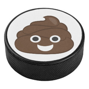 Crazy Silly Brown Poop Emoji Hockey Puck
