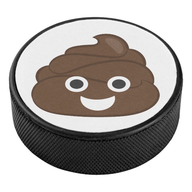 Crazy Silly Brown Poop Emoji Hockey Puck (3/4)