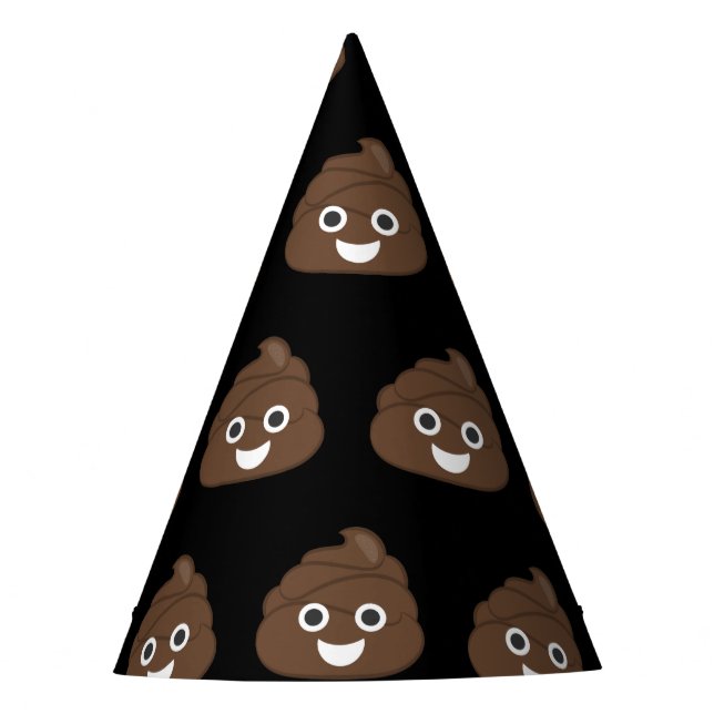 Crazy Silly Brown Poop Emoji Party Hat (Front)