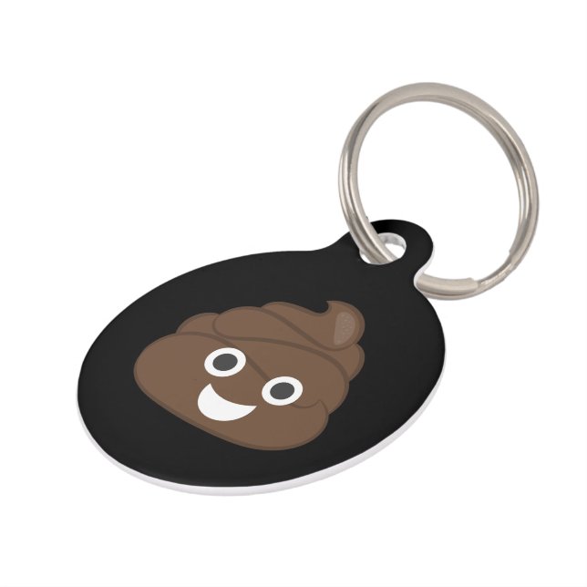 Crazy Silly Brown Poop Emoji Pet Tag (Side)