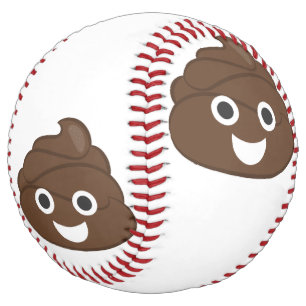 Crazy Silly Brown Poop Emoji Softball