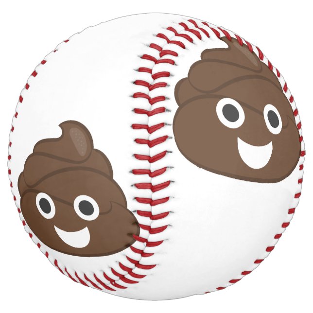Crazy Silly Brown Poop Emoji Softball (Angled)