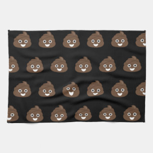 Crazy Silly Brown Poop Emoji Tea Towel