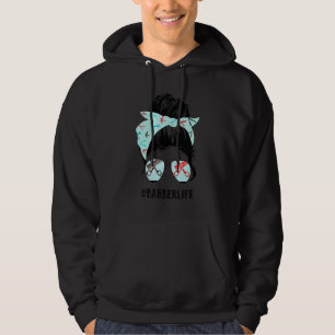 Crazy Skull Barber Barbers Pole Scissors Hair Clip Hoodie
