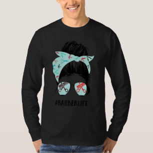 Crazy Skull Barber Barbers Pole Scissors Hair Clip T-Shirt