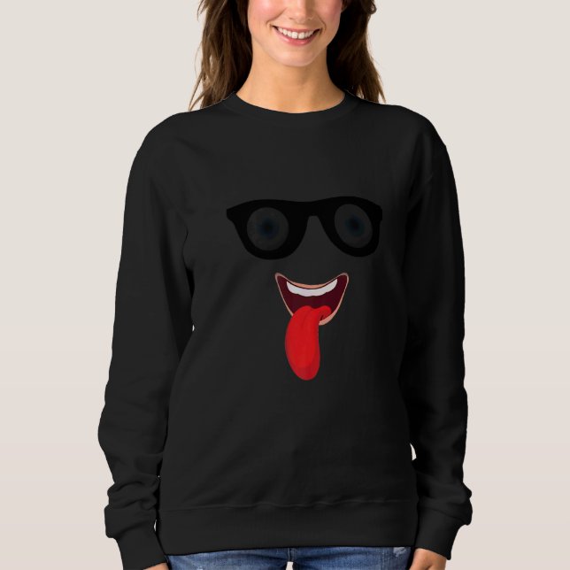 Crazy Smileing Face With Glasses Sweatshirt (Front)
