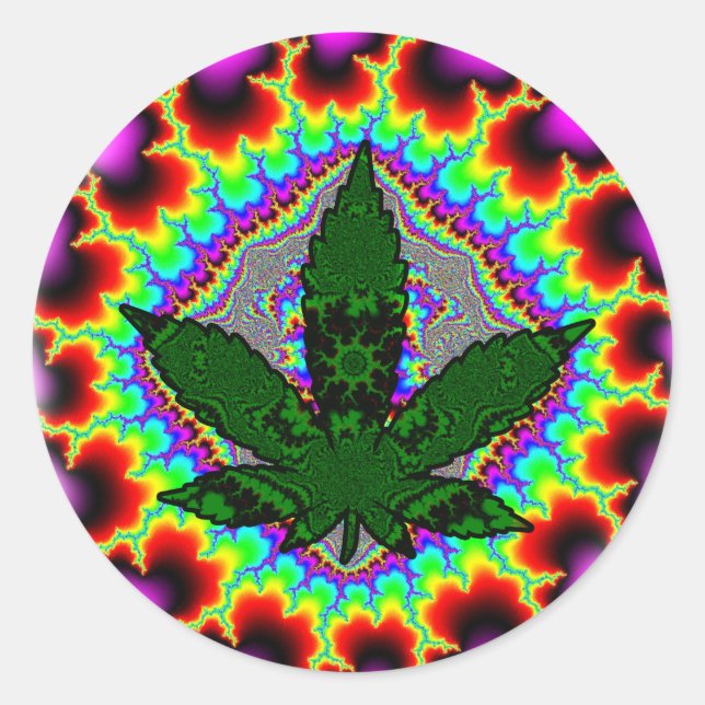 Crazy Smoke Weed Fun Rasta Classic Round Sticker (Front)