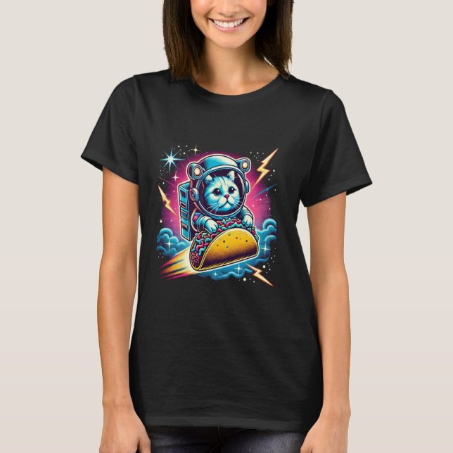 Crazy Space Taco Cat Funny T-Shirt (Front)