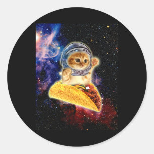 Crazy Space Taco Cat Funny V2 Classic Round Sticker