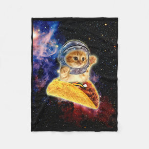 Crazy Space Taco Cat Funny V2 Fleece Blanket