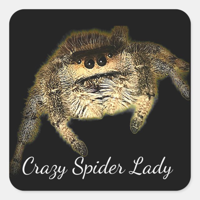 Crazy Spider Lady Square Sticker (Front)