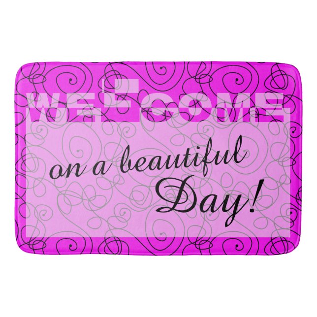 Crazy Spiral Lines black + your background & ideas Bath Mat (Front)