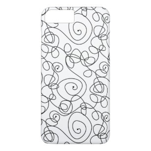 Crazy Spiral Lines black + your background & ideas iPhone 8 Plus/7 Plus Case