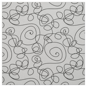 Crazy Spiral Lines black + your background & ideas Fabric