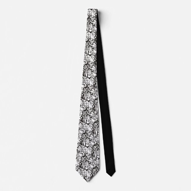 Crazy Spirals Lines black II + your backgr. & idea Tie (Front)