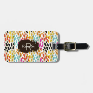 Crazy Spots Pattern w/ Custom Monogram & Name Two- Luggage Tag