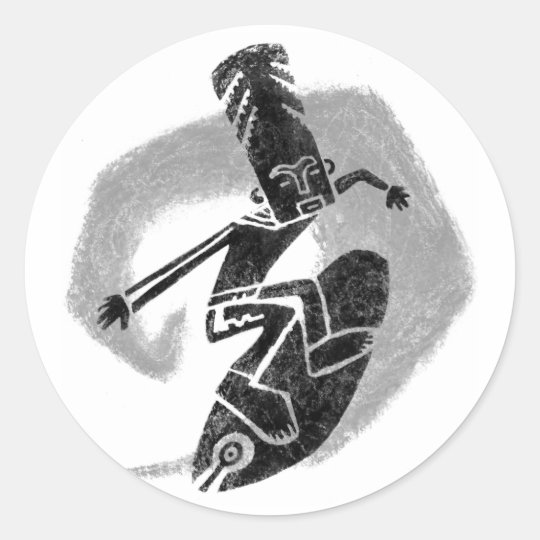 Crazy Surfer Classic Round Sticker