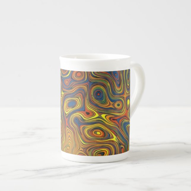 Crazy Swirls Bone China Mug, Abstract Design Mug (Front Right)