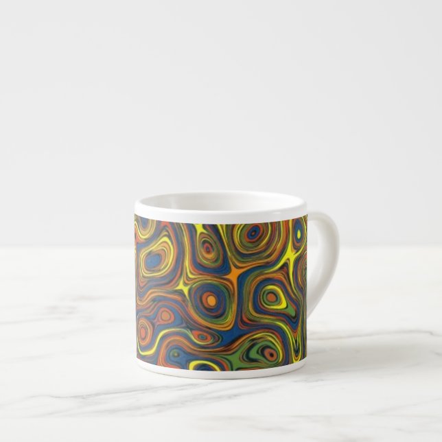 Crazy Swirls Espresso Mug, Abstract Design Espresso Cup (Front Right)
