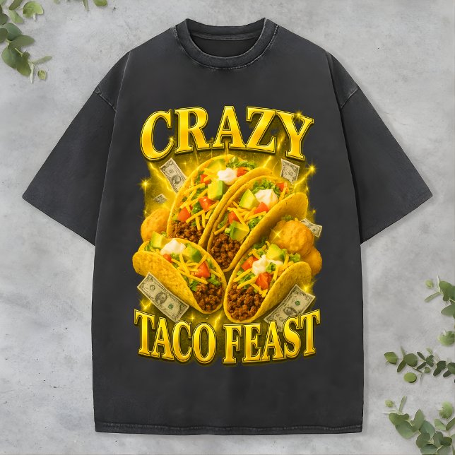 Crazy Taco Feast Tee Retro Funny Lover Bootleg dog (Creator Uploaded)