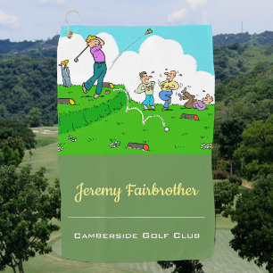 Crazy tee-off -  Funny Golf Cartoon Towel