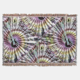 Crazy Tie-Dye Effect Colourful Guitar Throw Blanket